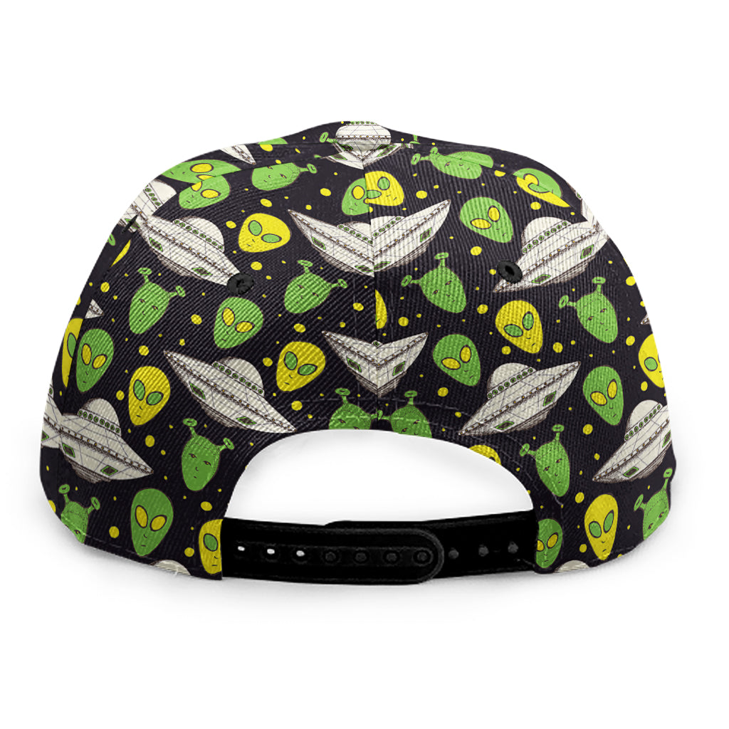 Green Alien UFO Space Print Snapback Cap