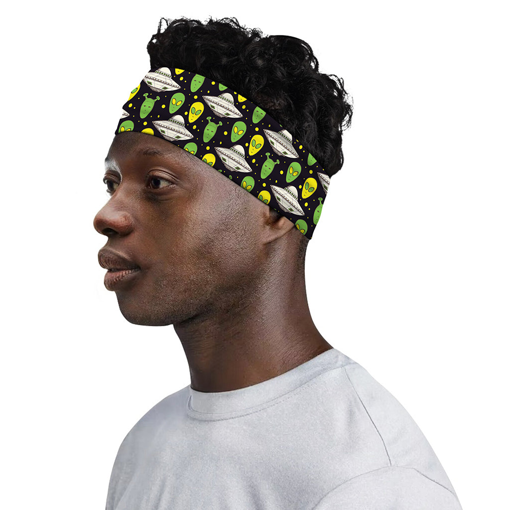 Green Alien UFO Space Print Sports Headband