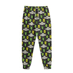 Green Alien UFO Space Print Sweatpants