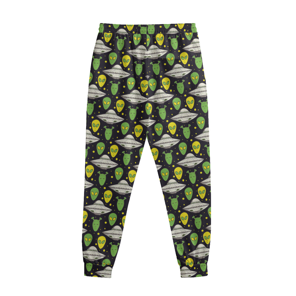 Green Alien UFO Space Print Sweatpants