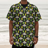 Green Alien UFO Space Print Textured Short Sleeve Shirt