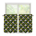 Green Alien UFO Space Print Tier Curtains