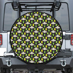 Green Alien UFO Space Print Tire Cover