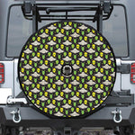 Green Alien UFO Space Print Tire Cover With Camera Hole