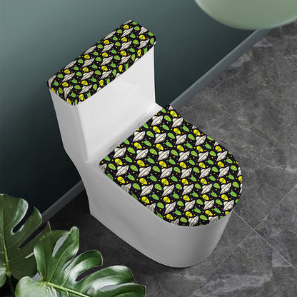 Green Alien UFO Space Print Toilet Lid And Tank Cover Set