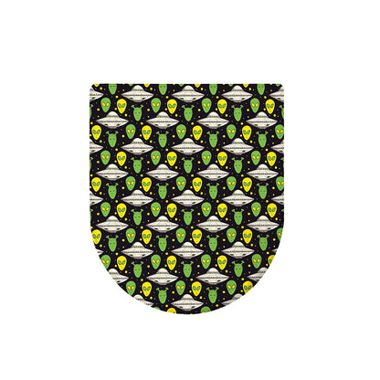 Green Alien UFO Space Print Toilet Lid Cover