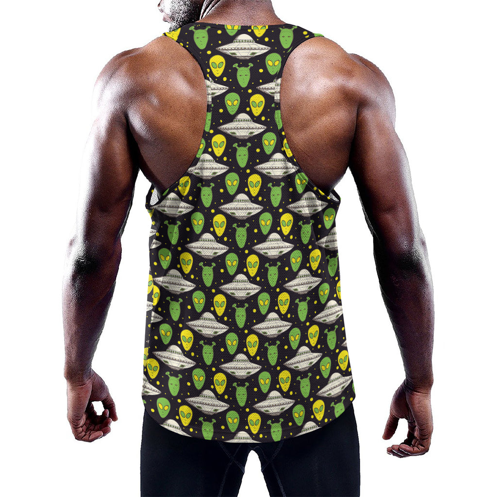 Green Alien UFO Space Print Training Tank Top