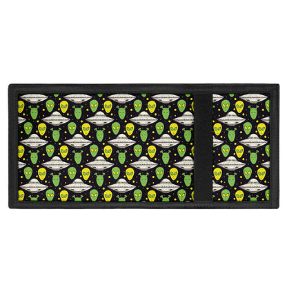 Green Alien UFO Space Print Trifold Wallet