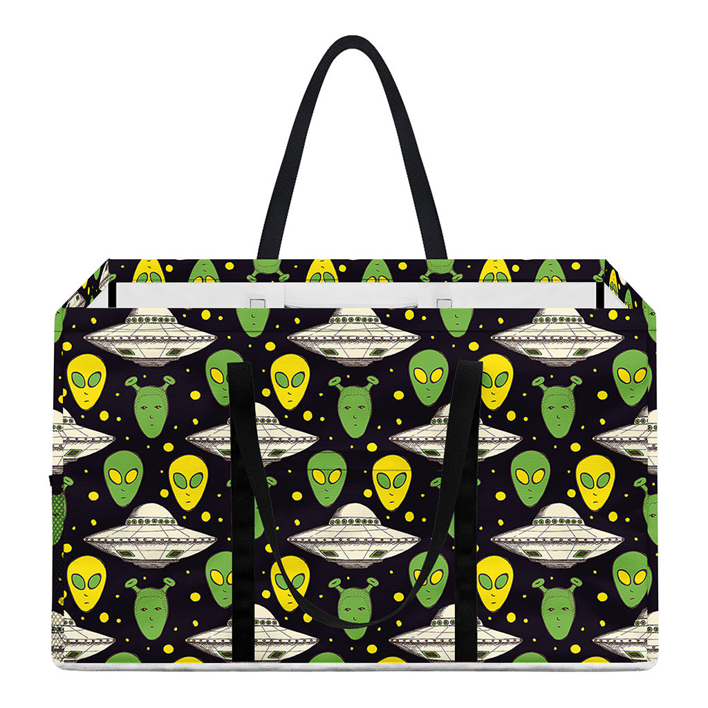 Green Alien UFO Space Print Utility Tote Bag