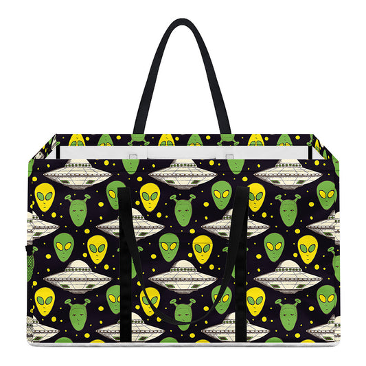 Green Alien UFO Space Print Utility Tote Bag