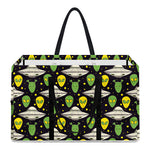 Green Alien UFO Space Print Utility Tote Bag