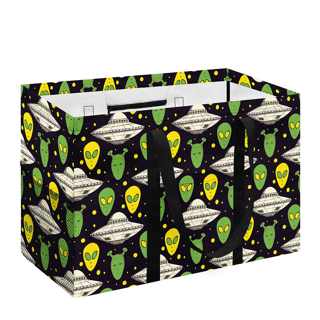 Green Alien UFO Space Print Utility Tote Bag
