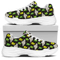 Green Alien UFO Space Print White Chunky Shoes
