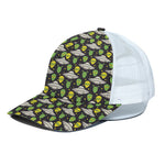 Green Alien UFO Space Print White Mesh Trucker Cap