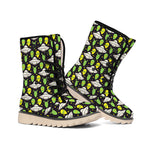 Green Alien UFO Space Print Winter Boots