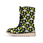 Green Alien UFO Space Print Winter Boots