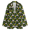 Green Alien UFO Space Print Women's Cotton Blazer