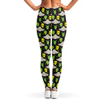 Green Alien UFO Space Print Women's Leggings