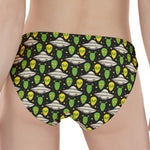 Green Alien UFO Space Print Women's Panties