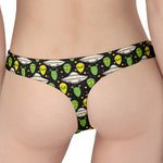 Green Alien UFO Space Print Women's Thong