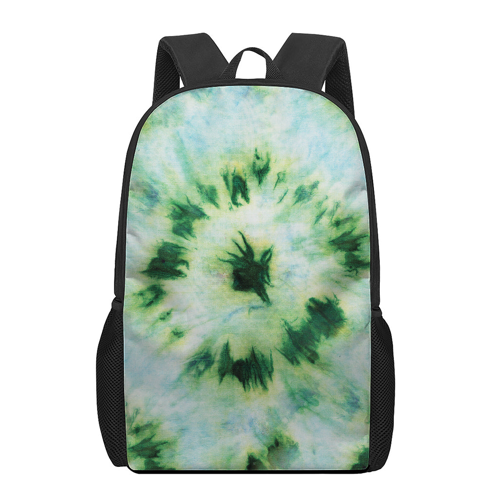 Green And Black Acid Wash Tie Dye Print 17 Inch Backpack