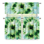 Green And Black Acid Wash Tie Dye Print 3 Piece Kitchen Curtains