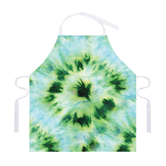 Green And Black Acid Wash Tie Dye Print Adjustable Apron