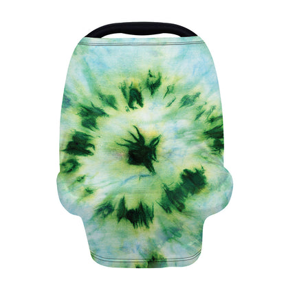 Green And Black Acid Wash Tie Dye Print Baby Seat Cover