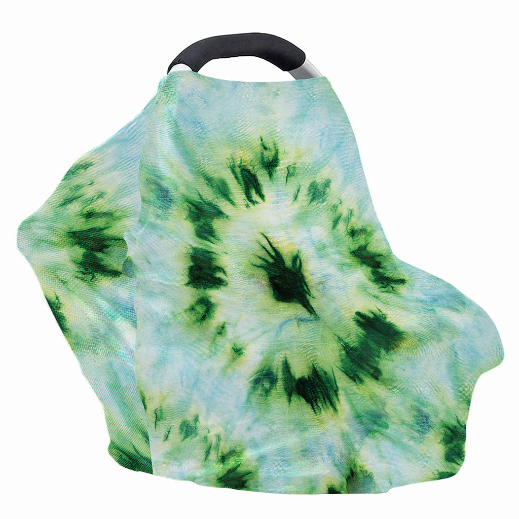 Green And Black Acid Wash Tie Dye Print Baby Seat Cover