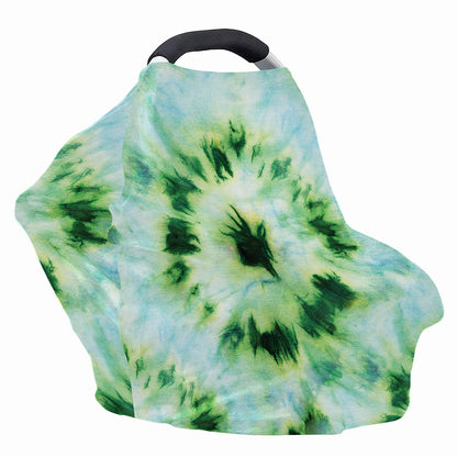 Green And Black Acid Wash Tie Dye Print Baby Seat Cover