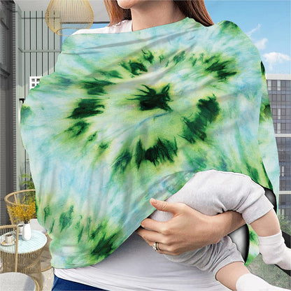 Green And Black Acid Wash Tie Dye Print Baby Seat Cover