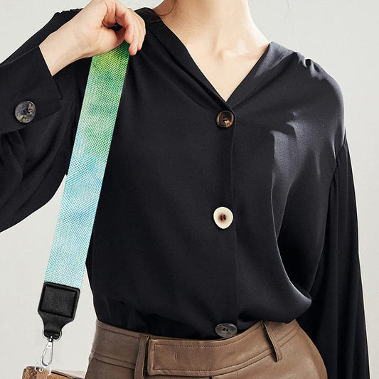 Green And Black Acid Wash Tie Dye Print Bag Strap