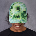 Green And Black Acid Wash Tie Dye Print Baseball Cap