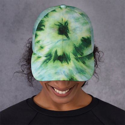 Green And Black Acid Wash Tie Dye Print Baseball Cap