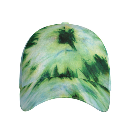 Green And Black Acid Wash Tie Dye Print Baseball Cap