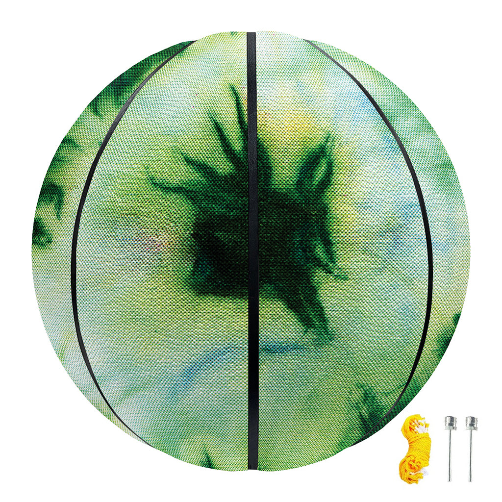 Green And Black Acid Wash Tie Dye Print Basketball