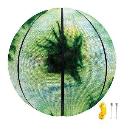 Green And Black Acid Wash Tie Dye Print Basketball