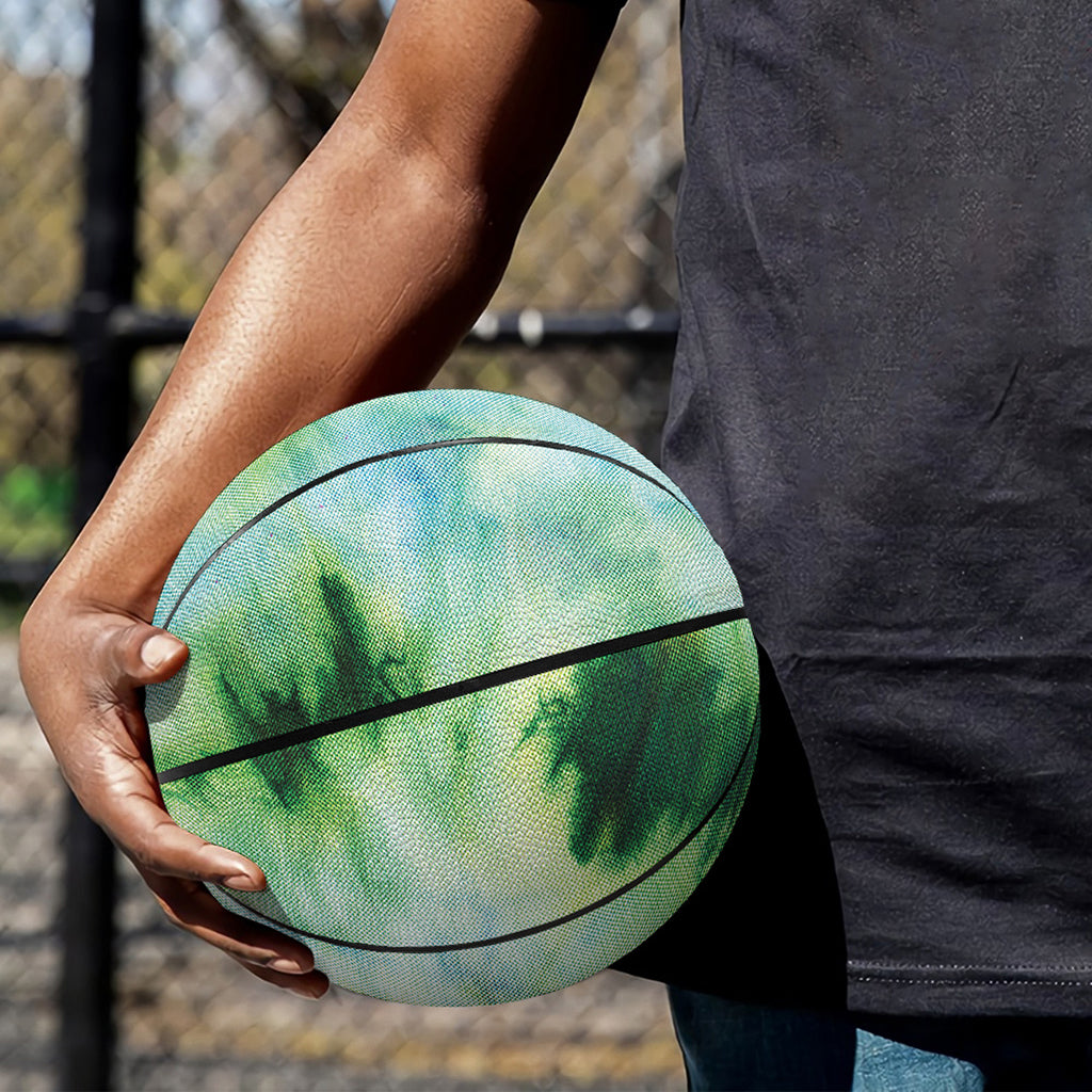 Green And Black Acid Wash Tie Dye Print Basketball