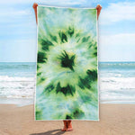Green And Black Acid Wash Tie Dye Print Beach Towel