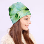 Green And Black Acid Wash Tie Dye Print Beanie