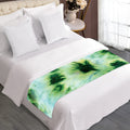 Green And Black Acid Wash Tie Dye Print Bed Runner