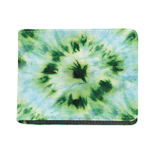 Green And Black Acid Wash Tie Dye Print Bifold Wallet