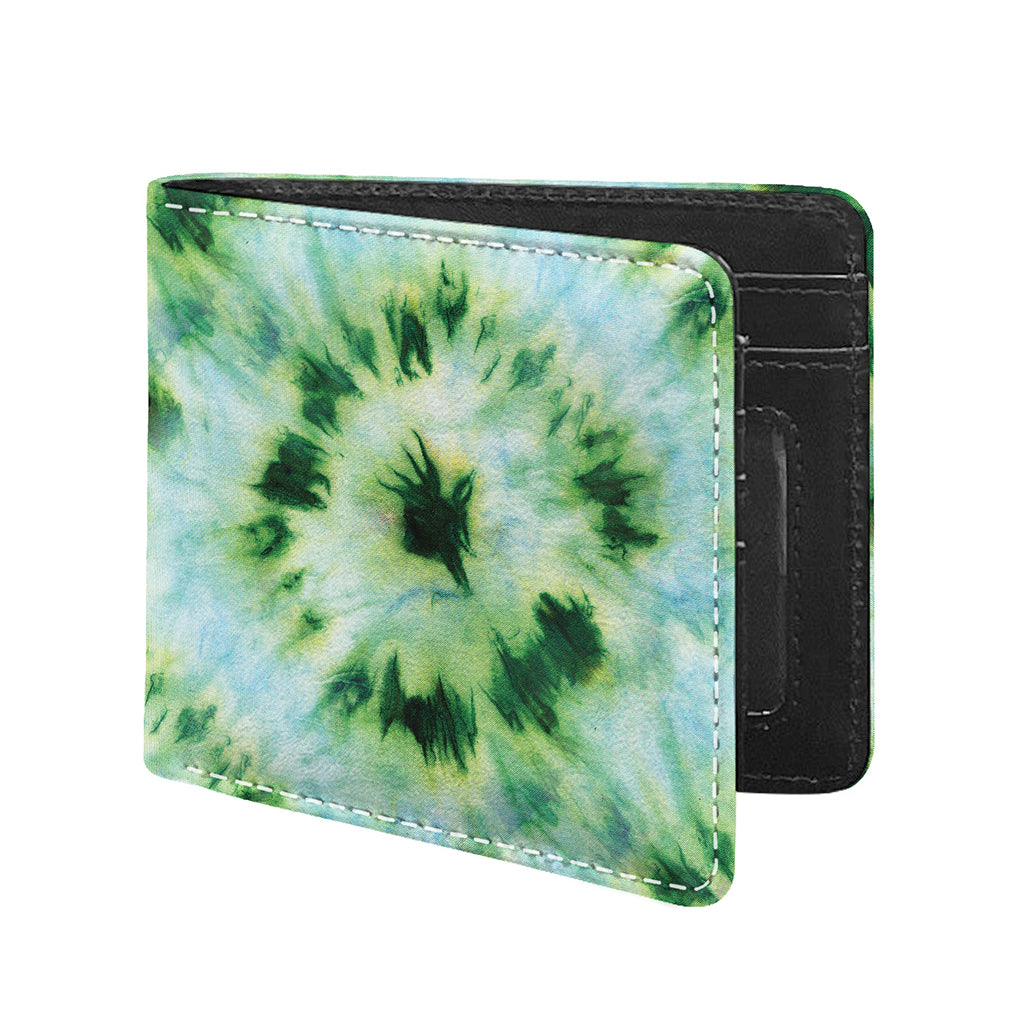 Green And Black Acid Wash Tie Dye Print Bifold Wallet