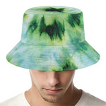 Green And Black Acid Wash Tie Dye Print Bucket Hat