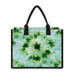 Green And Black Acid Wash Tie Dye Print Canvas Tote Bag