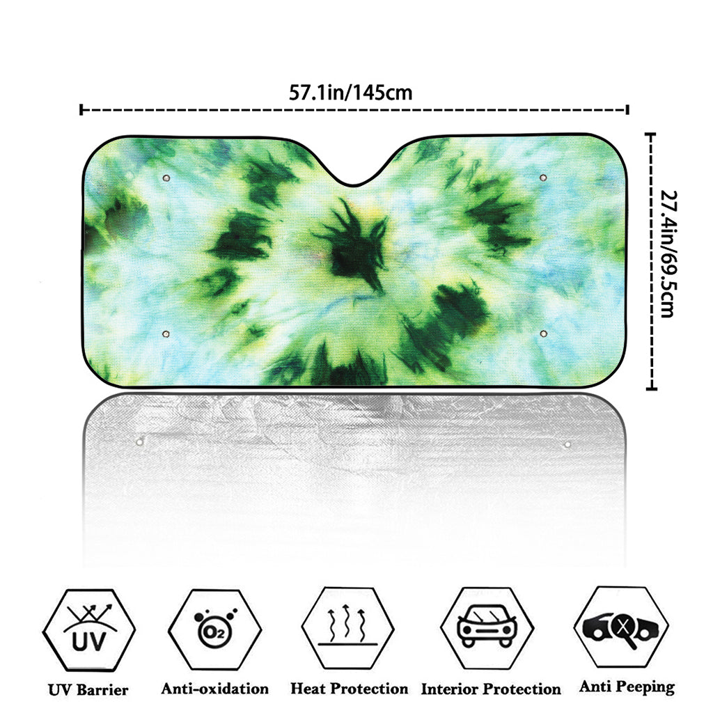 Green And Black Acid Wash Tie Dye Print Car Windshield Sun Shade