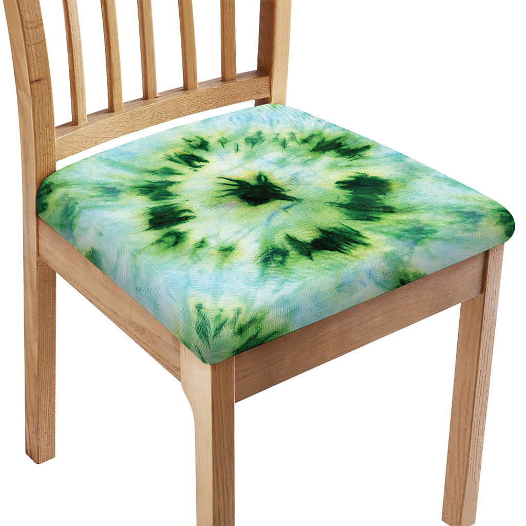 Green And Black Acid Wash Tie Dye Print Chair Cushion Cover