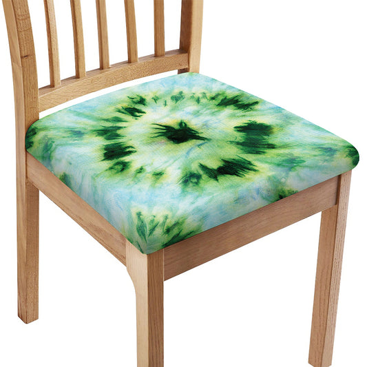 Green And Black Acid Wash Tie Dye Print Chair Cushion Cover