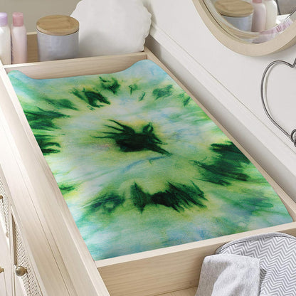Green And Black Acid Wash Tie Dye Print Changing Pad Cover