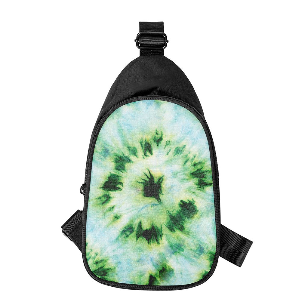Green And Black Acid Wash Tie Dye Print Chest Bag